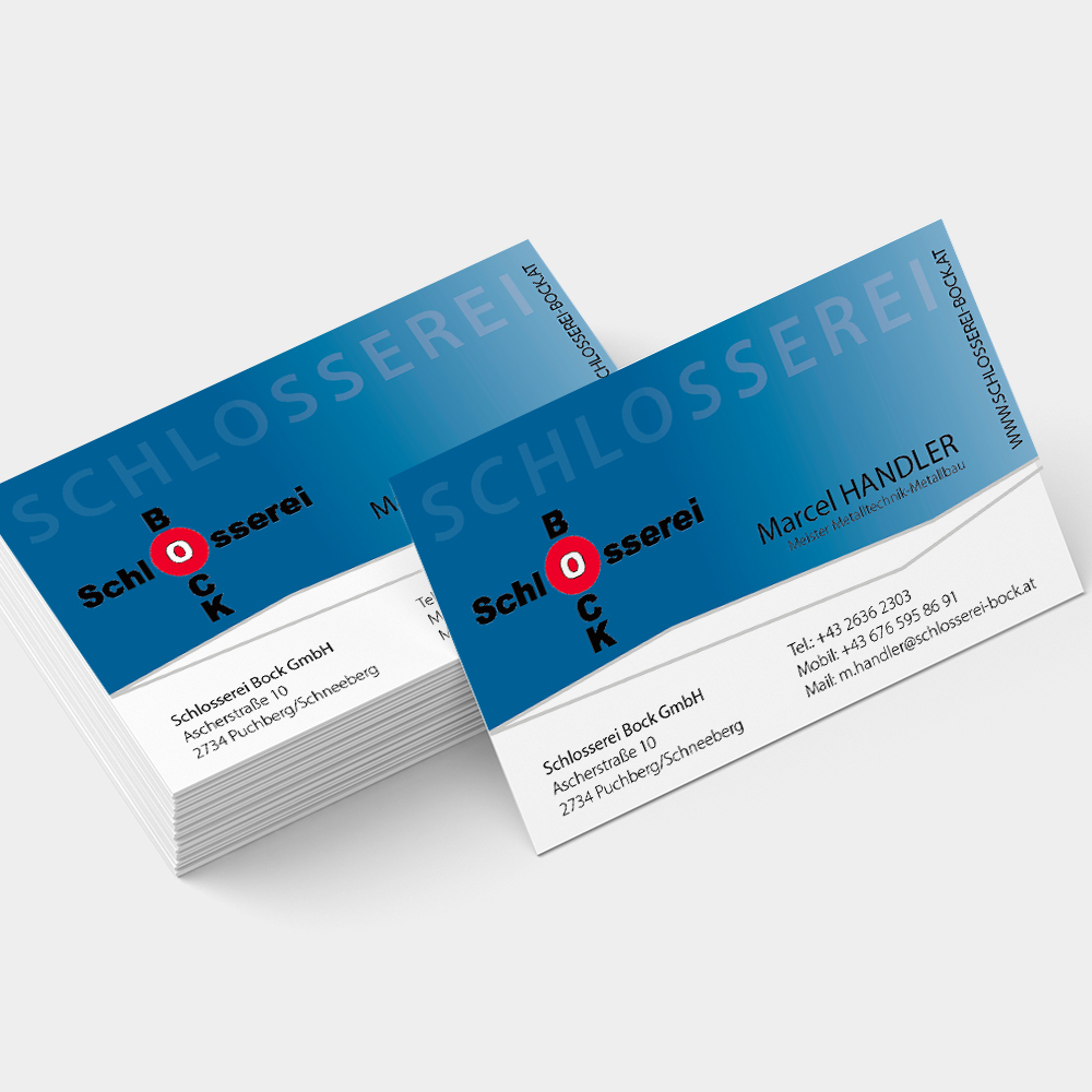 Visitenkarte Schlosserei Bock - Design von Heck Medien Design